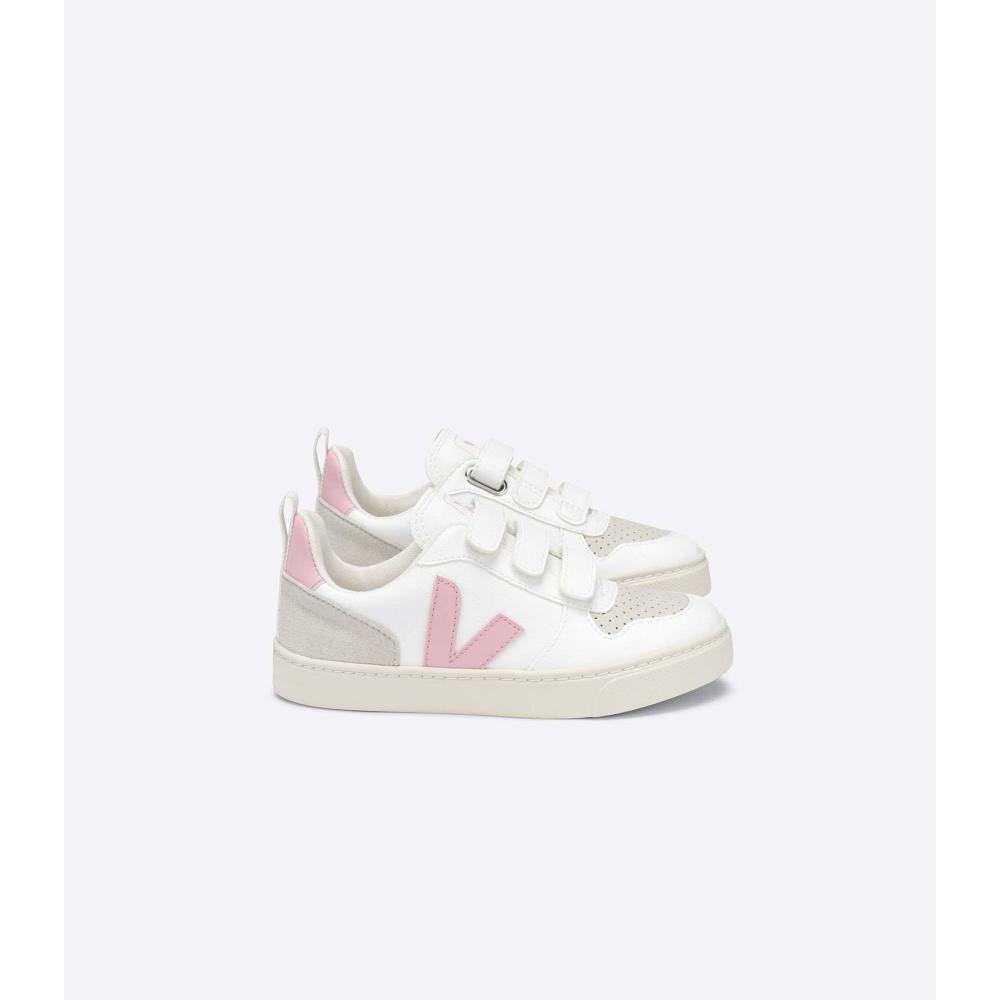 Veja V-10 STRAPS CWL Kids\' Shoes White/Pink | CA 801KOR